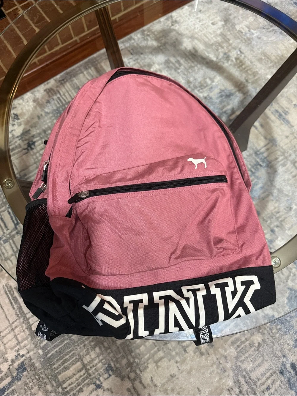 PINK Victoria's Secret Dusty Rose Backpack with Black Trim